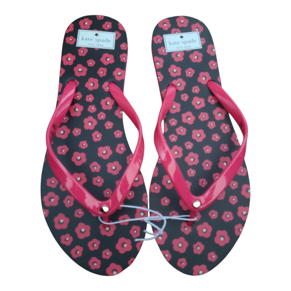 Kate Spade Fuschia Floral Flip Flops -Size 11